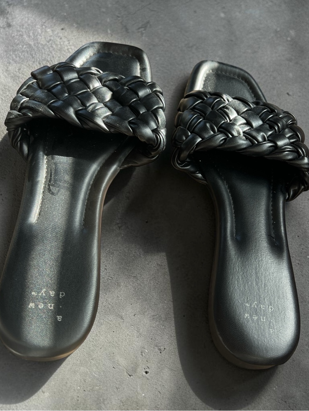 a new day Black Braided Slide Sandals